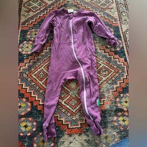 Parade Organics purple zippered romper pajamas, 18-24 months